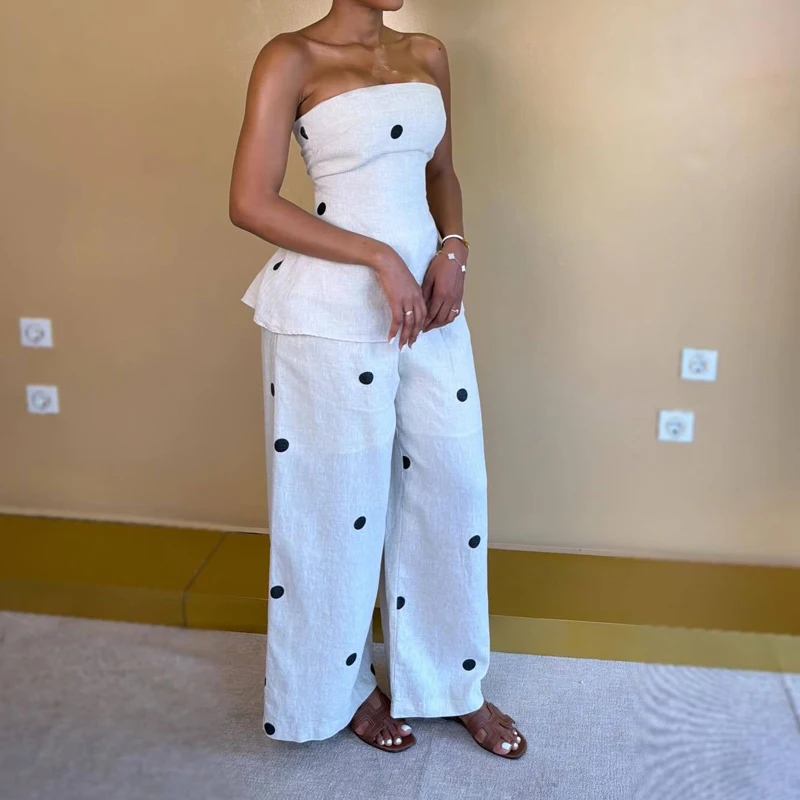 Casual Zipper Vest+High Waist Pants 2pc Set Trendy Tube Top Off Shoulder Sleeveless Office Suit Retro Polka Dot Backless Outfit
Casual Zipper Vest+High Waist Pants 2pc Set Trendy Tube Top Off Shoulder Sleeveless Office Suit Retro Polka Dot Backless Outfit