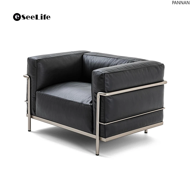 Modern Bauhaus style Italian living room leather down light luxury comfortable single sofa
Modern Bauhaus style Italian living room leather down light luxury comfortable single sofa