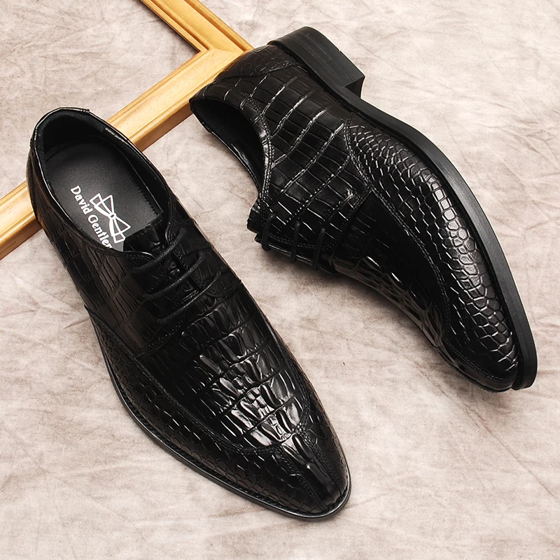 Men's Shoes Leather Oxford Crocodile Pattern Genuine Cow Leather Classic Men Dress Shoes Black Brown Lace Up Wedding Formal Shoe
Men's Shoes Leather Oxford Crocodile Pattern Genuine Cow Leather Classic Men Dress Shoes Black Brown Lace Up Wedding Formal Shoe