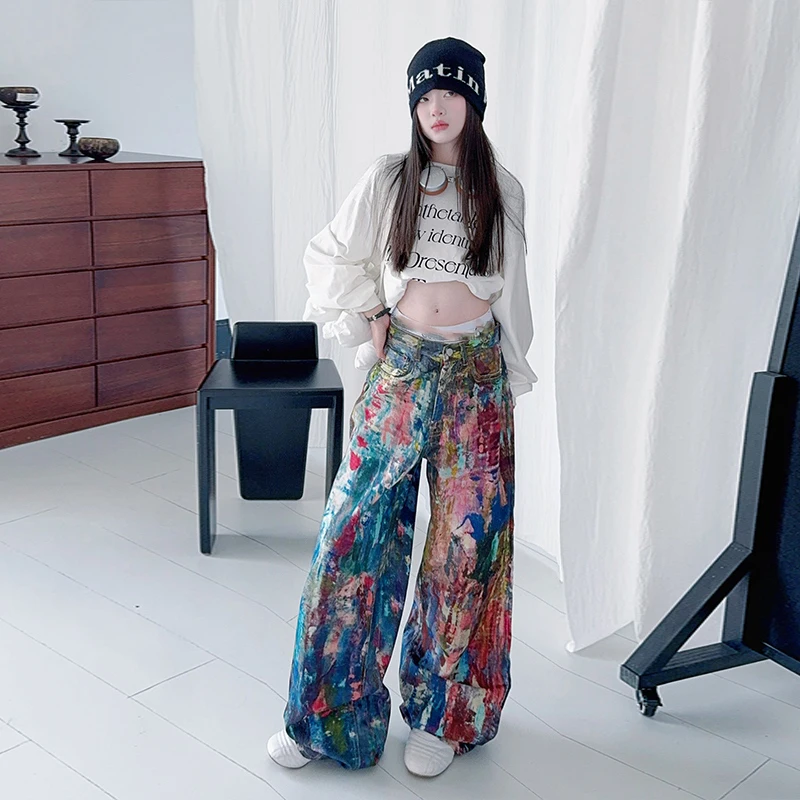 2025 Ballroom Hip Hop Dance Costumes For Girls Crop Tops Vintage Colored Artistic Wide Leg Jeans Suit Jazz Dance Wear DQS18799
2025 Ballroom Hip Hop Dance Costumes For Girls Crop Tops Vintage Colored Artistic Wide Leg Jeans Suit Jazz Dance Wear DQS18799