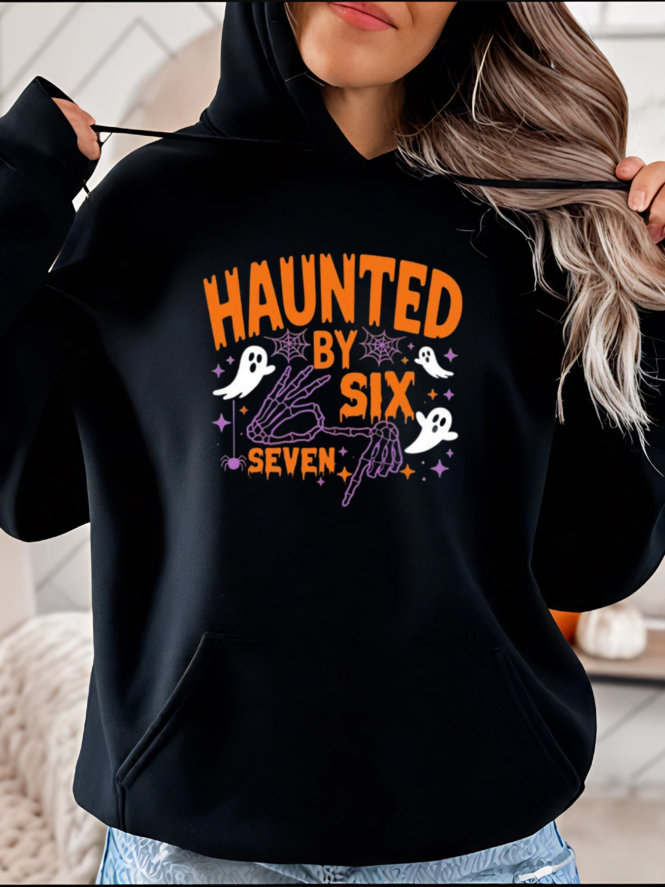 Haunted by Six Seven Halloween Hoodie Spooky Ghosts Skeleton Hand Print Women's Casual Sweatshirt Autumn Winter Wear
Haunted by Six Seven Halloween Hoodie Spooky Ghosts Skeleton Hand Print Women's Casual Sweatshirt Autumn Winter Wear