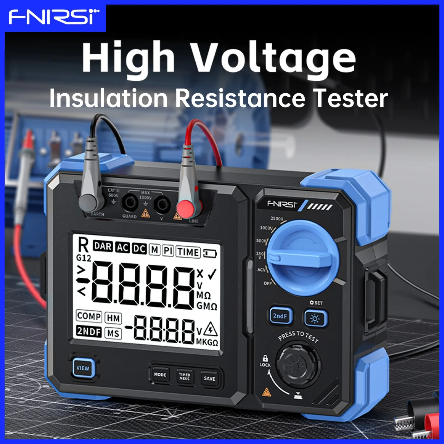 FNIRSI MRT-1050 Insulation Resistance Tester 1000V 20G Ω Megohmmeter AC/DC Voltage Measurement Motor Winding Insulation Check
FNIRSI MRT-1050 Insulation Resistance Tester 1000V 20G Ω Megohmmeter AC/DC Voltage Measurement Motor Winding Insulation Check