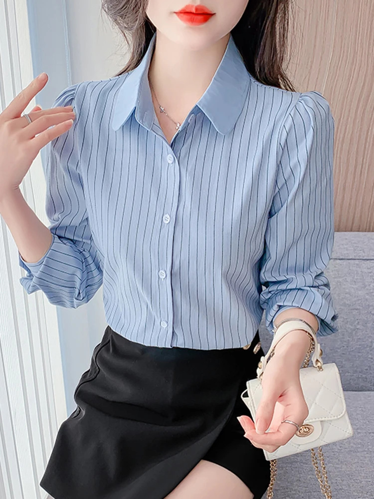 Весна 2025: Женская свободная рубашка с длинным рукавом на одной пуговице, в корейском стиле, в полоску, универсальная повседневная модная рабочая одежда
Весна 2025: Женская свободная рубашка с длинным рукавом на одной пуговице, в корейском стиле, в полоску, универсальная повседневная модная рабочая одежда