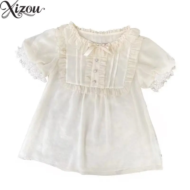 Inner Shirts Women Tops Summer New Short Sleeve Shirts Lolita Style Elegant Retro Temperament Lace Doll Collar Blouses
Inner Shirts Women Tops Summer New Short Sleeve Shirts Lolita Style Elegant Retro Temperament Lace Doll Collar Blouses
