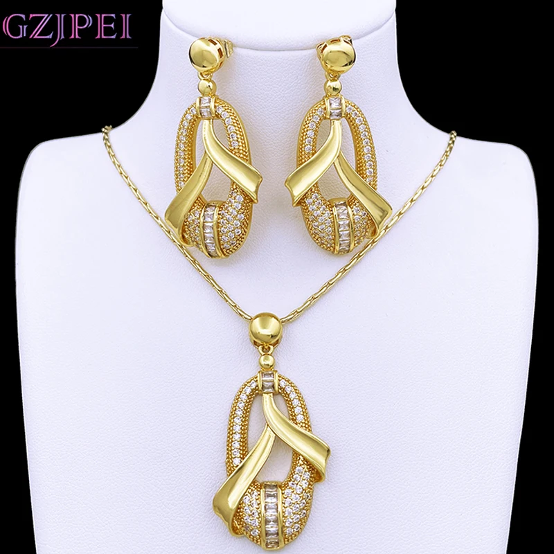 Elegant Necklace Earrings Set For Women Luxury Zircon Crystal Pendant Necklace Earrings Wedding Party Accessories Free Shipping
Elegant Necklace Earrings Set For Women Luxury Zircon Crystal Pendant Necklace Earrings Wedding Party Accessories Free Shipping