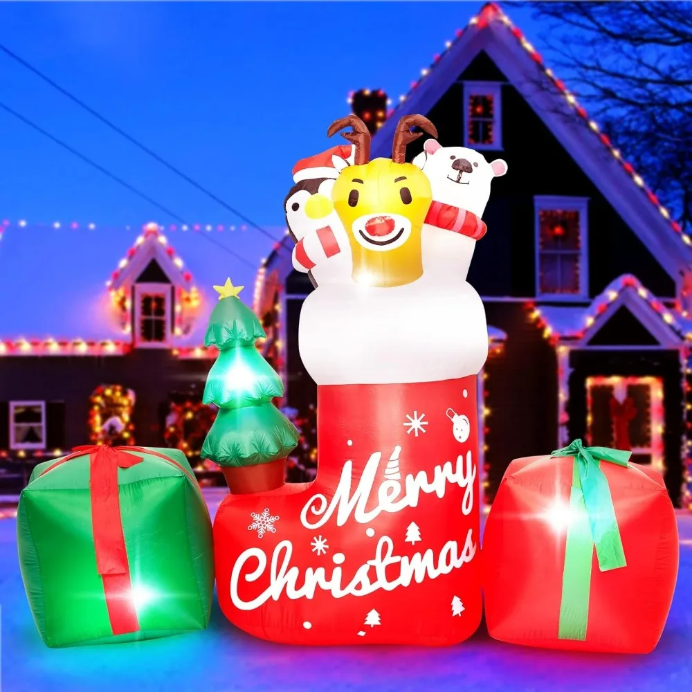 Christmas Inflatable, Xmas Stocking with Gift Box, Lighted Animal Standing on Xmas Socks with LED Lights, Christmas Inflatable
Christmas Inflatable, Xmas Stocking with Gift Box, Lighted Animal Standing on Xmas Socks with LED Lights, Christmas Inflatable