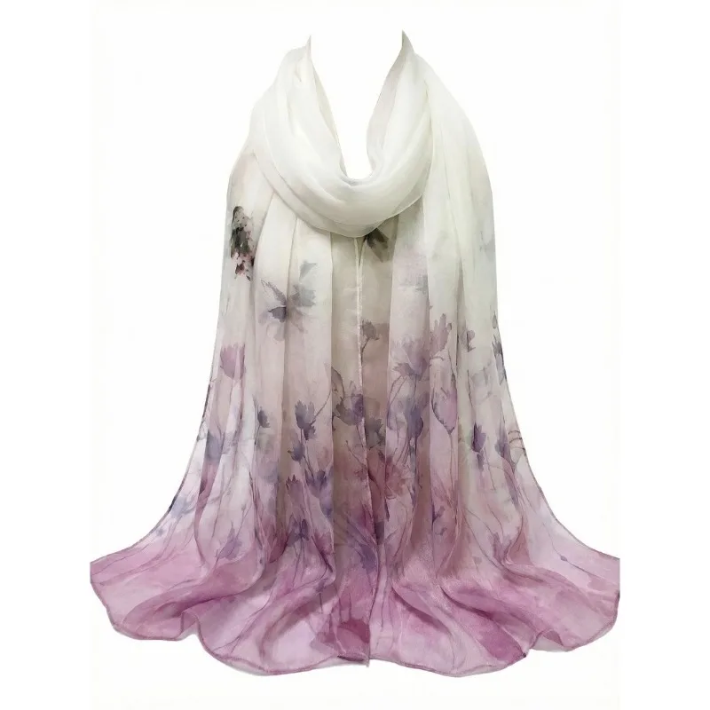 Lightweight Large 100%Mulberry Silk Chiffon Scarf for Women Oblong Shawl Neck Scarf Beach Wrap Headscarf Gift Pack Purple Floral
Lightweight Large 100%Mulberry Silk Chiffon Scarf for Women Oblong Shawl Neck Scarf Beach Wrap Headscarf Gift Pack Purple Floral