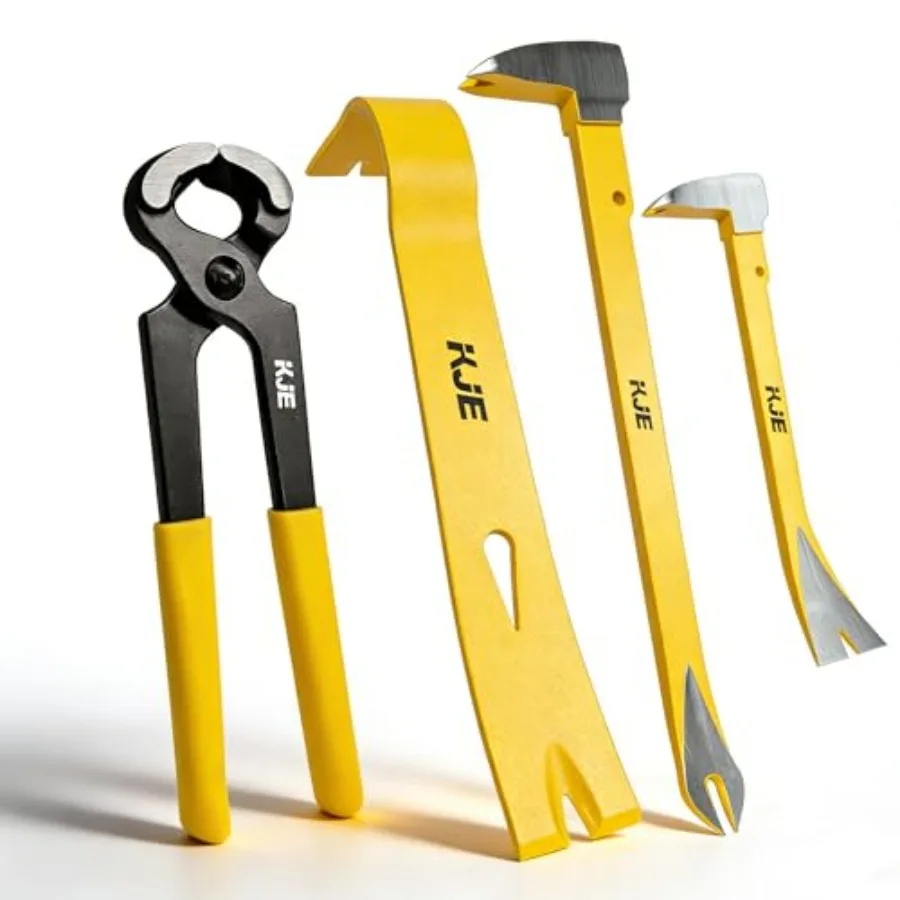KJE 4-Piece Pry Bar Set - 12" and 8" Dual-Claw Bars, 10" Flat Bar, 8" Nail Puller - Durable Demolition and Woodworking Tools fo
KJE 4-Piece Pry Bar Set - 12" and 8" Dual-Claw Bars, 10" Flat Bar, 8" Nail Puller - Durable Demolition and Woodworking Tools fo