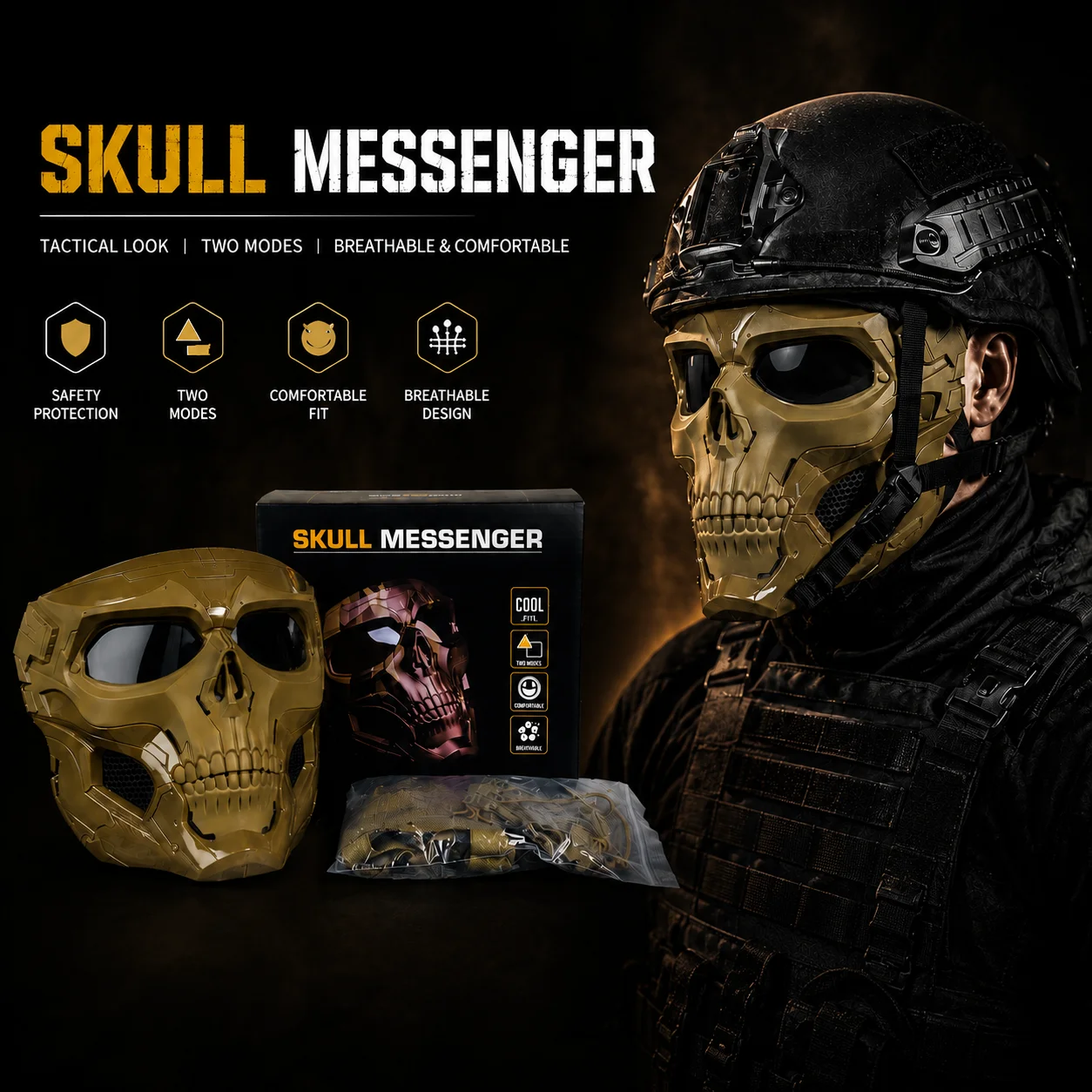 Skull Full Face Mask, Tactical Protective Mask for Motorcycle, Airsoft, Paintball, CS Game, Halloween Costume, Breathable & Adju
Skull Full Face Mask, Tactical Protective Mask for Motorcycle, Airsoft, Paintball, CS Game, Halloween Costume, Breathable & Adju