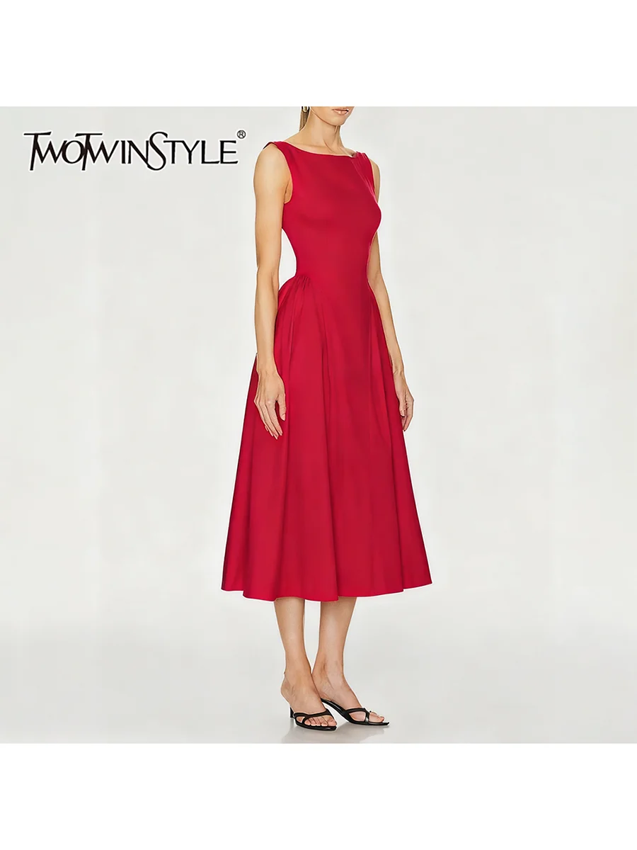TWOTWINSTYLE однотонные утягивающие базовые платья со складками для женщин, туника без рукавов с квадратным вырезом и открытой спиной, длинное платье, женское новое
TWOTWINSTYLE однотонные утягивающие базовые платья со складками для женщин, туника без рукавов с квадратным вырезом и открытой спиной, длинное платье, женское новое