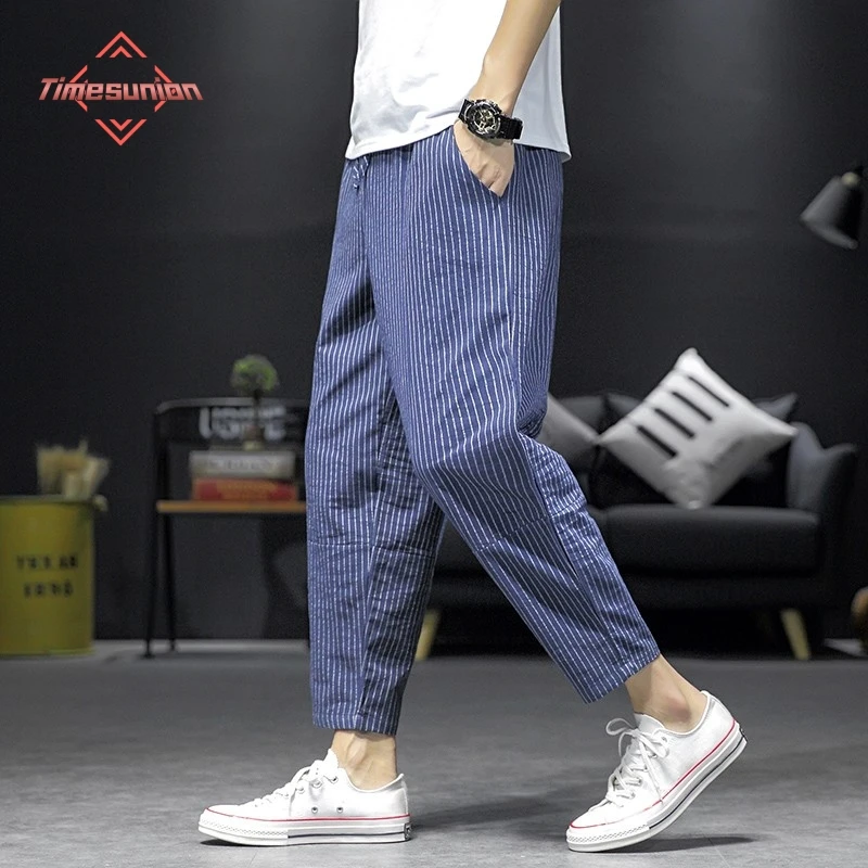 Summer Thin Cotton Linen Stripe Pants for Man Loose Lantern Carrot Baggy Pants Casual Trousers
Summer Thin Cotton Linen Stripe Pants for Man Loose Lantern Carrot Baggy Pants Casual Trousers