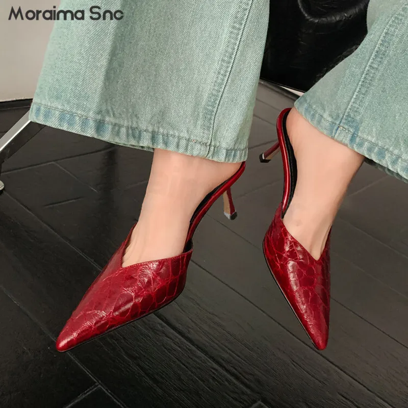 Genuine Leather Plaid High-Heeled Slippers Summer Pointed Toe Stiletto Heeled Toe Sandals Fashionable and Sexy Women's Shoes
Genuine Leather Plaid High-Heeled Slippers Summer Pointed Toe Stiletto Heeled Toe Sandals Fashionable and Sexy Women's Shoes