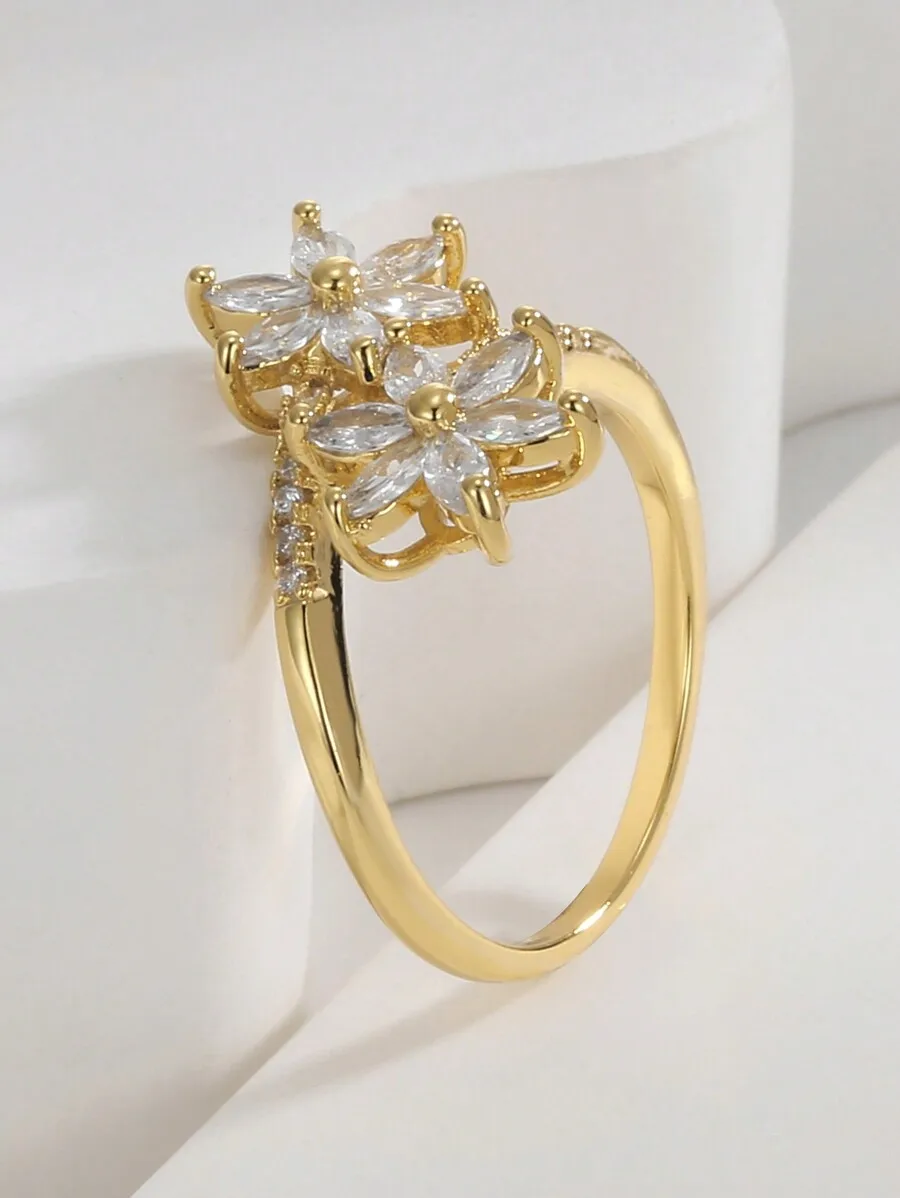 Floral Design Ring With White Cubic Zirconia Stones For Women
Floral Design Ring With White Cubic Zirconia Stones For Women