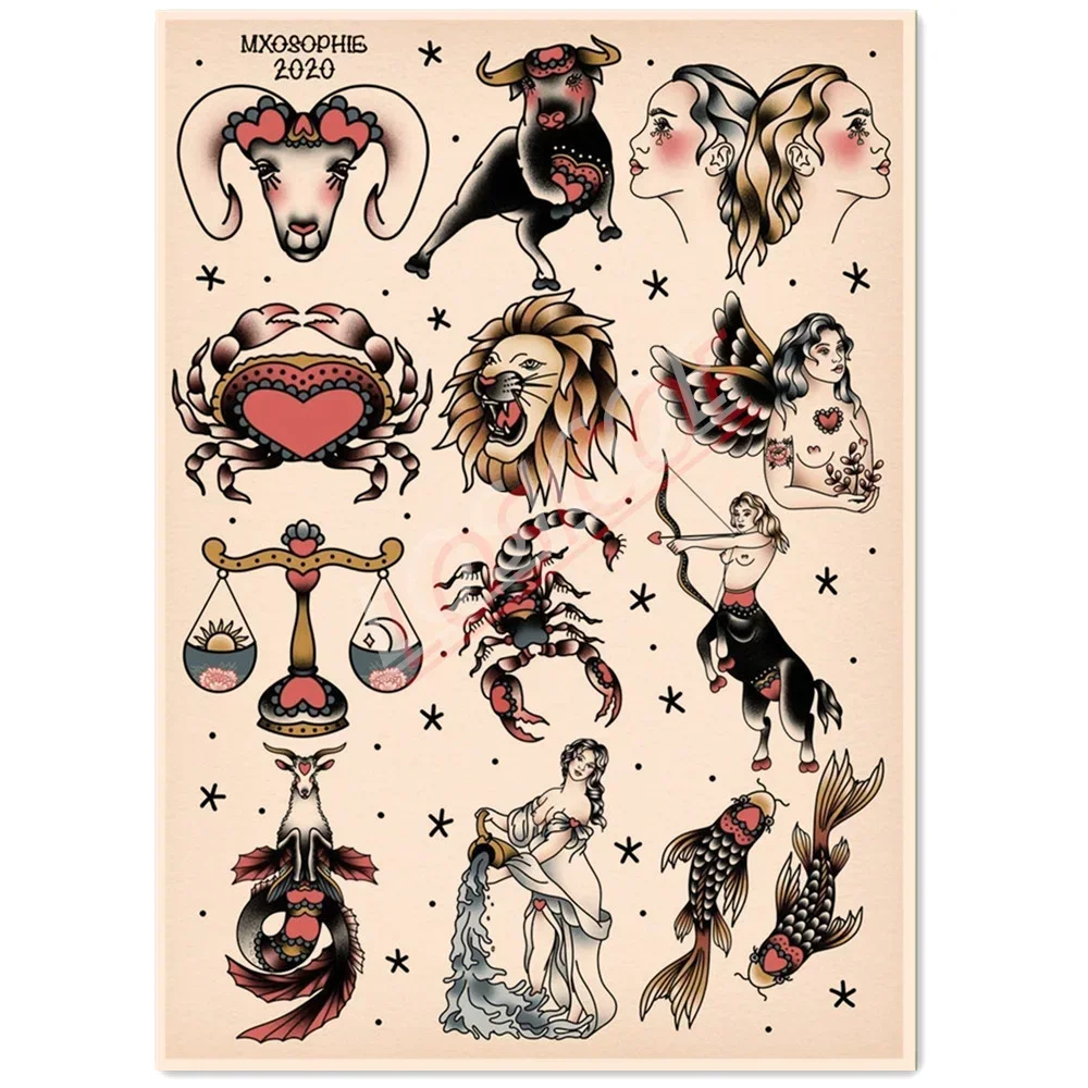 Traditional Old School Tattoo Art Picture Wall Hanging Painting Vintage Kraft Posters and Prints Wall Chart Wall Decor Drawing
Traditional Old School Tattoo Art Picture Wall Hanging Painting Vintage Kraft Posters and Prints Wall Chart Wall Decor Drawing