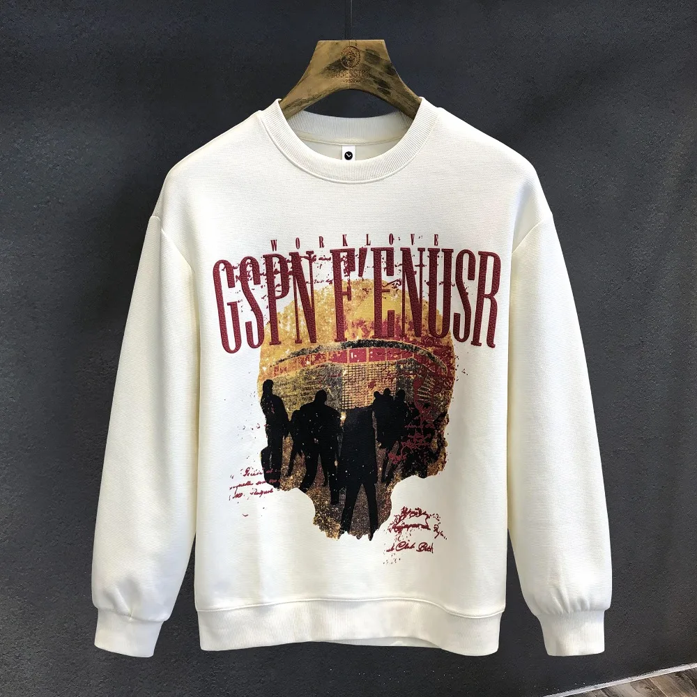 Europe Station High-end Heavy Printing Long Sleeve T-shirt Men's Casual Fashion European Goods Light Luxury Round Neck Hoodie
Europe Station High-end Heavy Printing Long Sleeve T-shirt Men's Casual Fashion European Goods Light Luxury Round Neck Hoodie