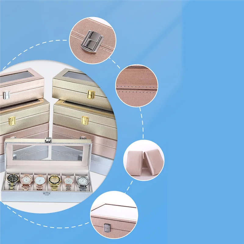 6 Grids Watch Storage Box Special Case Jewelry-Box For Women Female Girl Watches Decorative Organizer Fashion Gift 6 Slots Gold
6 Grids Watch Storage Box Special Case Jewelry-Box For Women Female Girl Watches Decorative Organizer Fashion Gift 6 Slots Gold