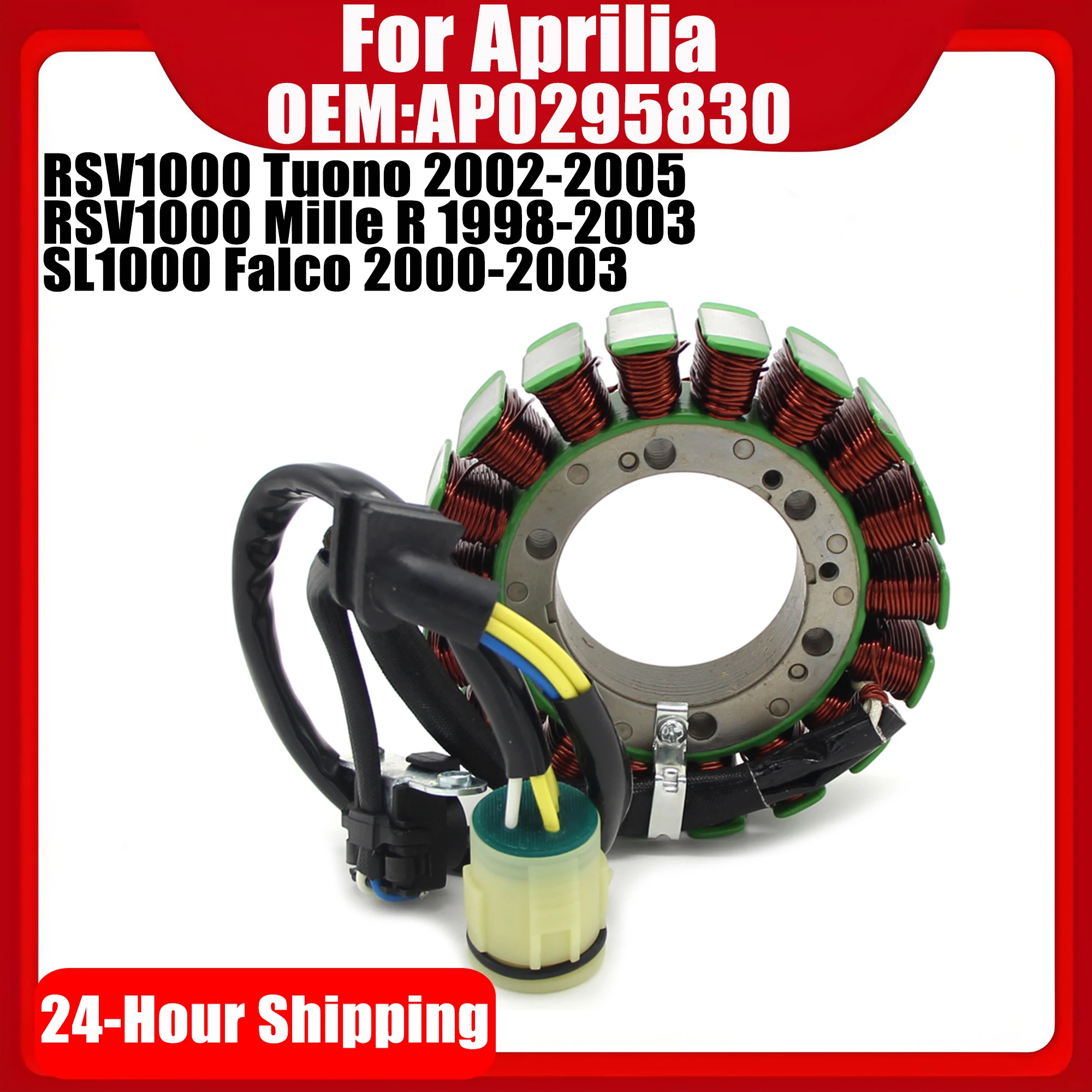 Motorcycle Generator Stator Coil For Aprilia AP0295830 RSV1000 Mille R 1998-2003 RSV1000 Tuono 2002-2005 SL1000 Falco 2000-2003
Motorcycle Generator Stator Coil For Aprilia AP0295830 RSV1000 Mille R 1998-2003 RSV1000 Tuono 2002-2005 SL1000 Falco 2000-2003