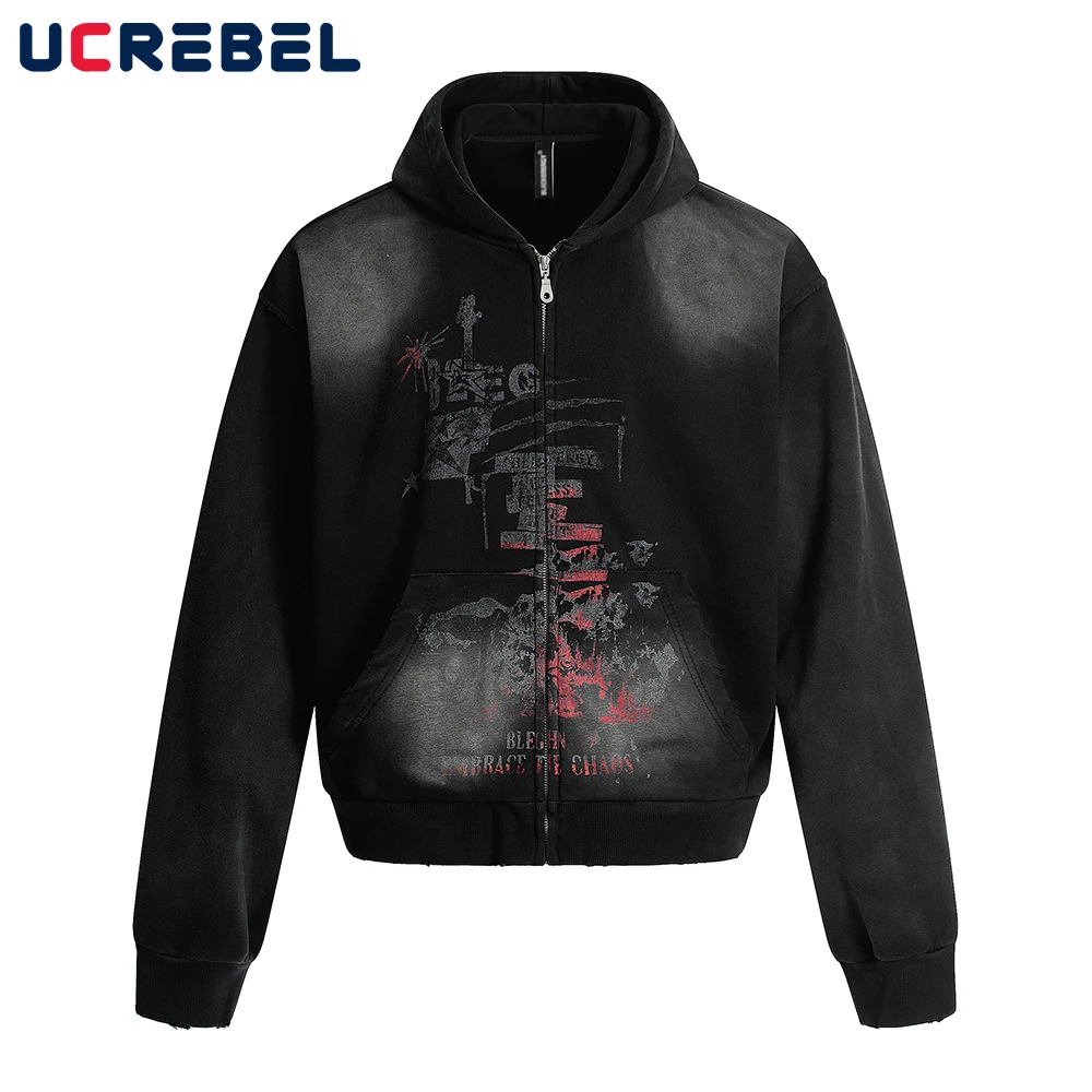 Double-sided Printed Hoodies Mens Autumn Faded Washed Distressed High Street Loose Long Sleeve Zipper Fly Sweatshirts Outerwear
Double-sided Printed Hoodies Mens Autumn Faded Washed Distressed High Street Loose Long Sleeve Zipper Fly Sweatshirts Outerwear