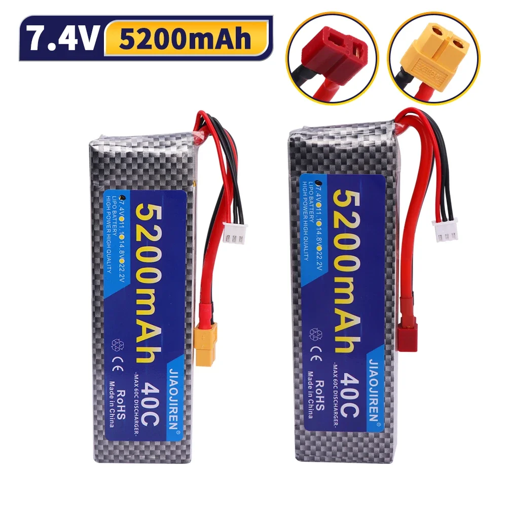 7.4V 5200mAh Lipo Battery 60C For RC Drone Helicopter Car FPV Boat Parts 2s 7.4v Rechargeable Battery with Deans T/XT60plug
7.4V 5200mAh Lipo Battery 60C For RC Drone Helicopter Car FPV Boat Parts 2s 7.4v Rechargeable Battery with Deans T/XT60plug