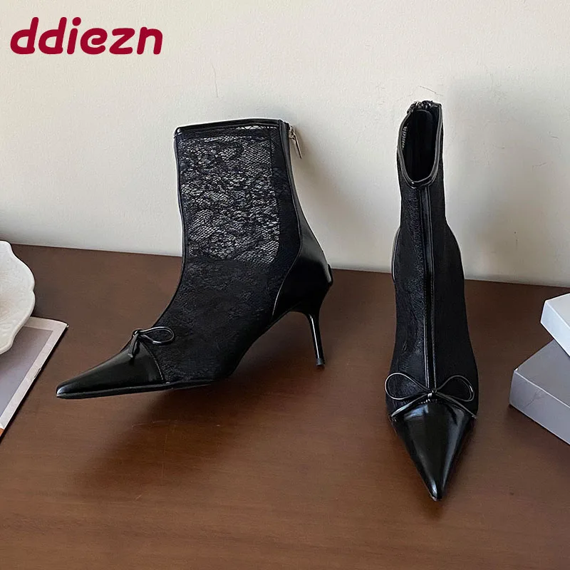 Fashion Butterfly-Knot Women Ankle Boots Shoes Female Thin Heels Footwear Pointed Toe Ladies Modern Booties Shoes With Zippers
Fashion Butterfly-Knot Women Ankle Boots Shoes Female Thin Heels Footwear Pointed Toe Ladies Modern Booties Shoes With Zippers
