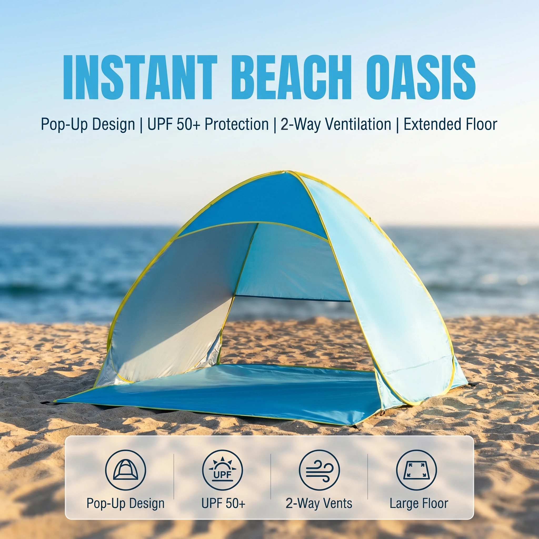 Pop-Up Beach Tent - UPF50+ Sun Shelter for 1-3 Persons, Enclosed Zipper Door, Portable Easy-Up Shade Tent
Pop-Up Beach Tent - UPF50+ Sun Shelter for 1-3 Persons, Enclosed Zipper Door, Portable Easy-Up Shade Tent
