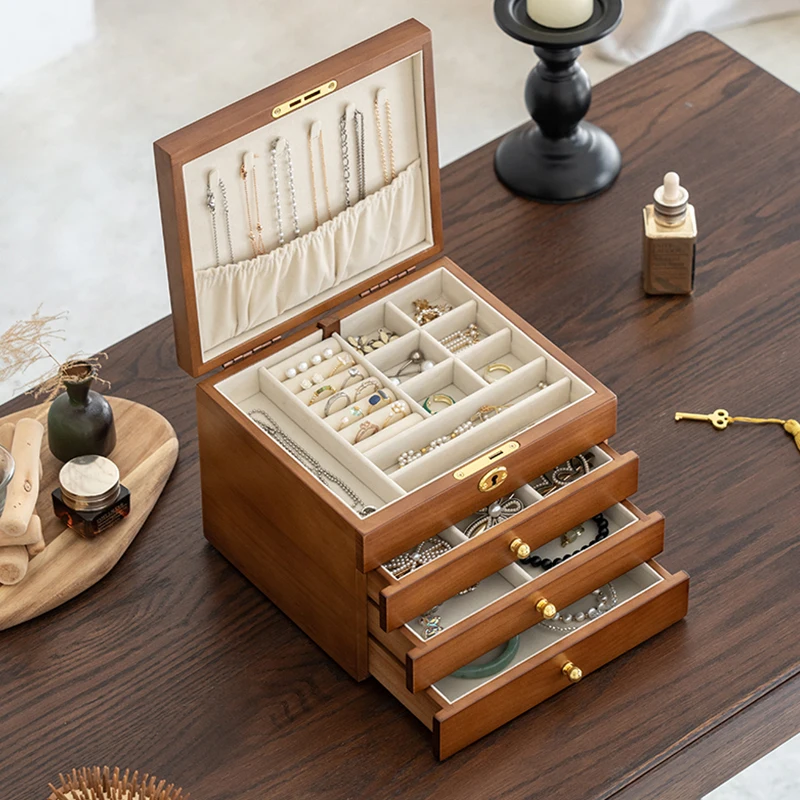 Solid wood jewelry box, stud earrings, necklace, ring, hand jewelry storage box, high-end exquisite jewelry box, new Chinese sty
Solid wood jewelry box, stud earrings, necklace, ring, hand jewelry storage box, high-end exquisite jewelry box, new Chinese sty