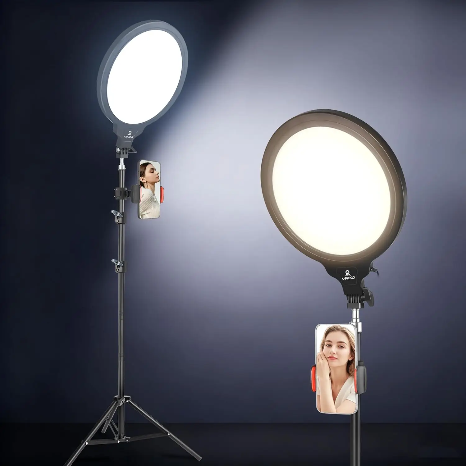 10” Full Screen Ring Light with 70.8 inch Tripod Stand &Remote utter, 3 Color Modes, Dimmable LED for iPhone & Androi
10” Full Screen Ring Light with 70.8 inch Tripod Stand &Remote utter, 3 Color Modes, Dimmable LED for iPhone & Androi