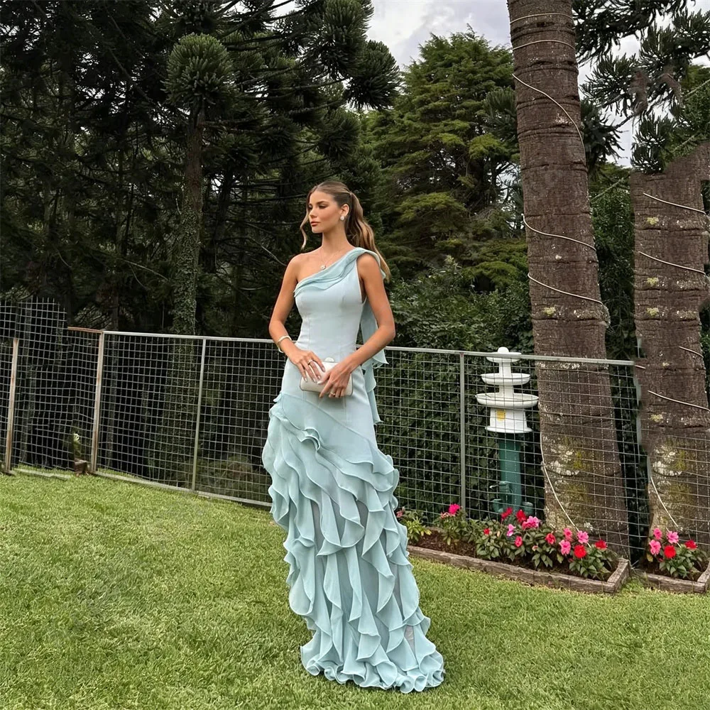 Light Blue Chiffon Customized Prom Dresses One Shoulder Ruffles Formal Party Women's Evening Wedding Guest Bridesmaid Gowns
Light Blue Chiffon Customized Prom Dresses One Shoulder Ruffles Formal Party Women's Evening Wedding Guest Bridesmaid Gowns