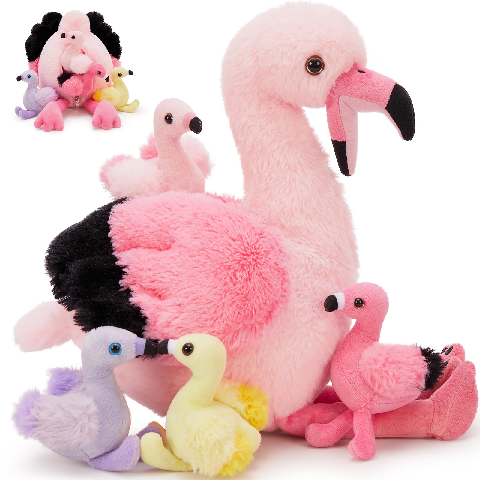 Tezituor Flamingo Stuffed Animal with 4 Babies,17.7" Pink Mommy Flamingo Plush with 4 Babies Soft Bird Toy for Kids Birthday
Tezituor Flamingo Stuffed Animal with 4 Babies,17.7" Pink Mommy Flamingo Plush with 4 Babies Soft Bird Toy for Kids Birthday