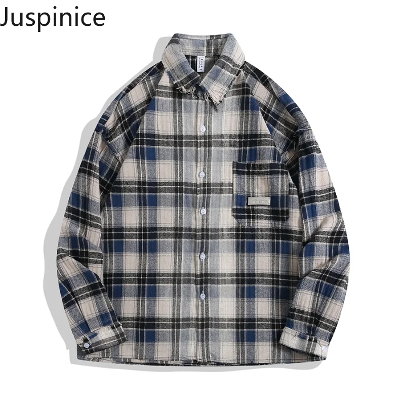 American Retro Splicing Contrasting Plaid Long-sleeved Shirts Couples Loose Casual High Street Personalized Tops Male Clothes
American Retro Splicing Contrasting Plaid Long-sleeved Shirts Couples Loose Casual High Street Personalized Tops Male Clothes