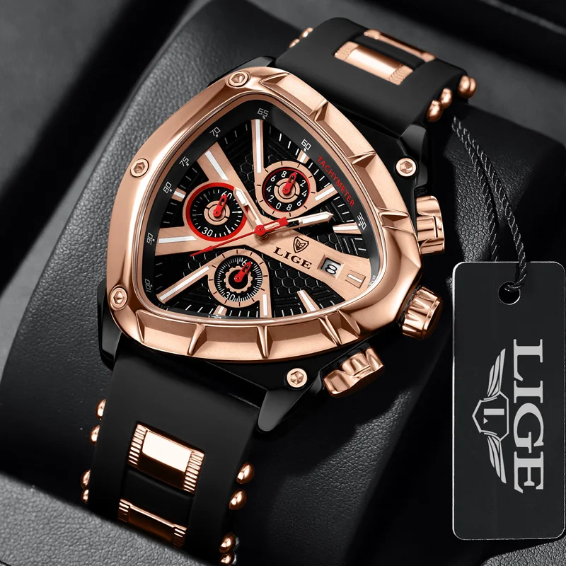 LIGE Новые мужские часы Creavtive Triangle Кварцевые наручные часы Светящиеся указатели Военные часы с резиновым ремешком Мужские водонепроницаемые часы
LIGE Новые мужские часы Creavtive Triangle Кварцевые наручные часы Светящиеся указатели Военные часы с резиновым ремешком Мужские водонепроницаемые часы