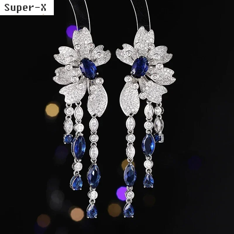Red Blue Flower Earrings Women Luxury Jewelry Wedding Bride Earrings Zircon Dinner Party Long Tassel Dangle Earrings Gift
Red Blue Flower Earrings Women Luxury Jewelry Wedding Bride Earrings Zircon Dinner Party Long Tassel Dangle Earrings Gift