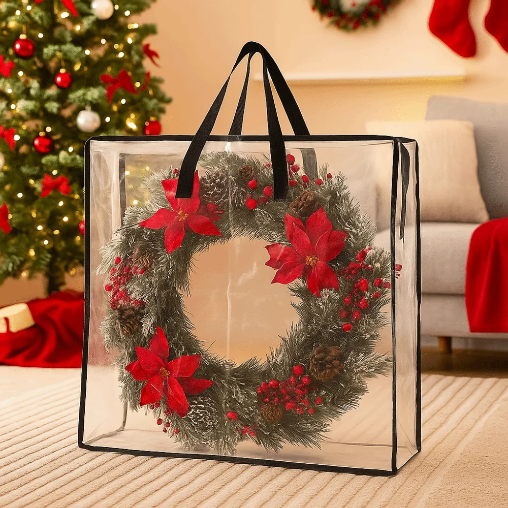 Large Capacity Christmas Wreath Storage Bag Dustproof Waterproof Ornament Storage Bag with Handle and Zipper Reusable
Large Capacity Christmas Wreath Storage Bag Dustproof Waterproof Ornament Storage Bag with Handle and Zipper Reusable
