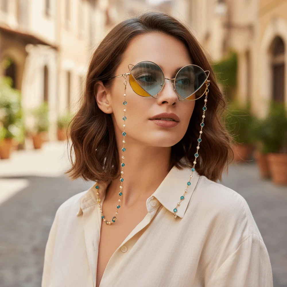 Zircon Colorful Crystal Glasses Chain Rhinestone Anti-Lost Eyeglass Holder Necklace Hanging Neck Beads Sunglasses Chains
Zircon Colorful Crystal Glasses Chain Rhinestone Anti-Lost Eyeglass Holder Necklace Hanging Neck Beads Sunglasses Chains