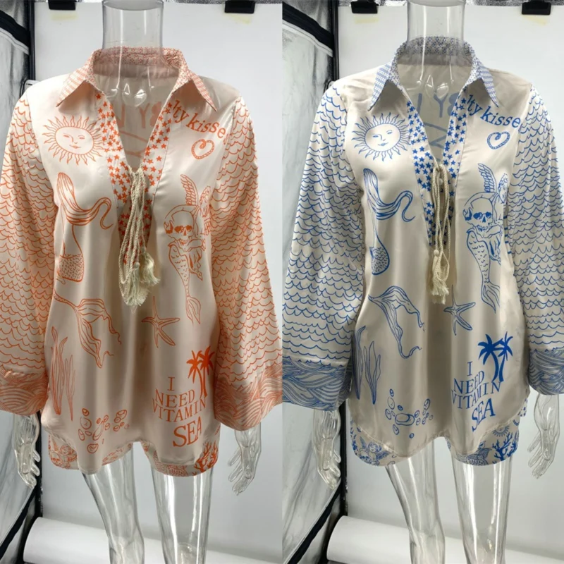 Summer Satin Printed Shirts Shorts 2 Piece Set Woman Fashion Loose Casual Blouse Women Clothing Set
Summer Satin Printed Shirts Shorts 2 Piece Set Woman Fashion Loose Casual Blouse Women Clothing Set