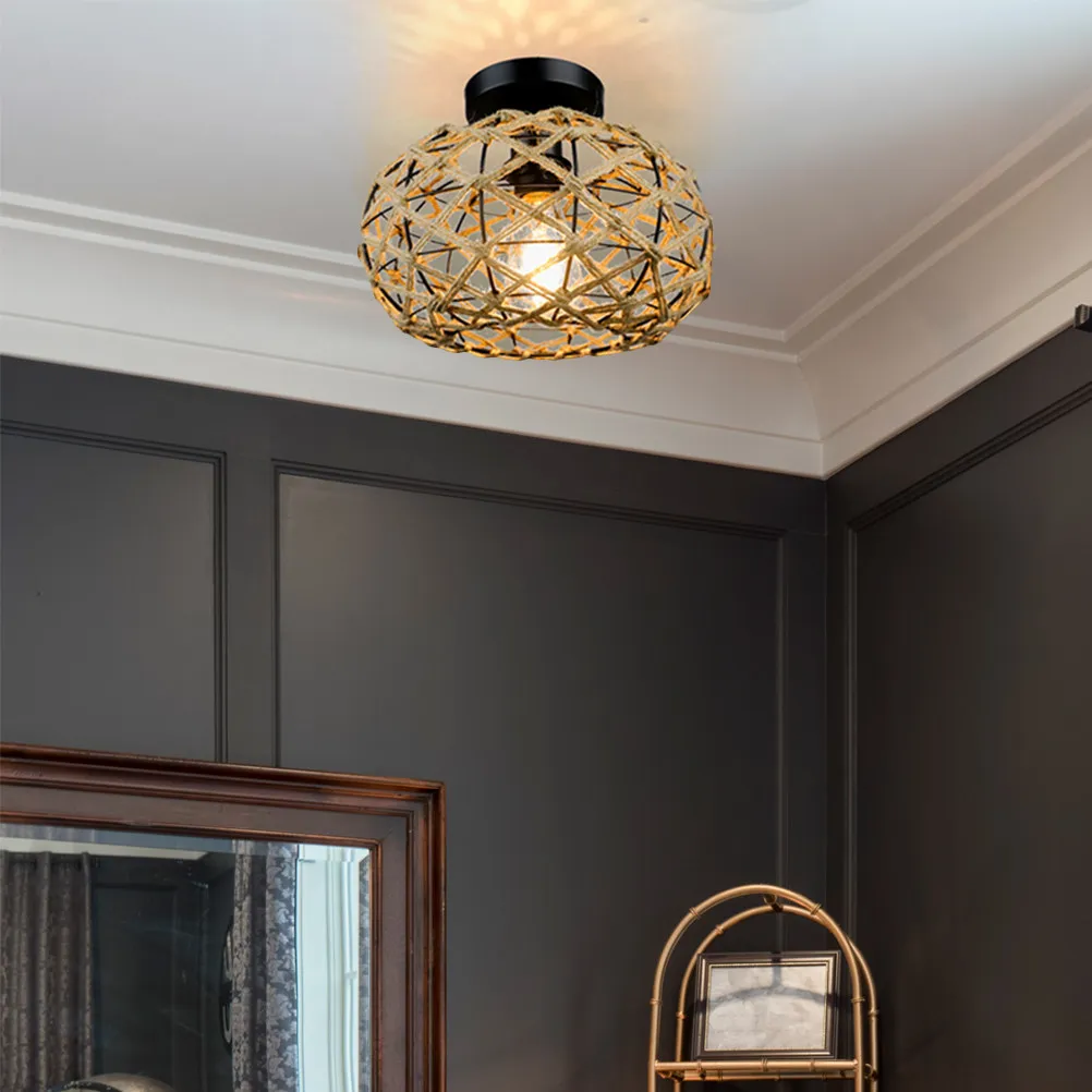 Flush Mount Ceiling Light Fixture E26 E27 Base Rope Woven Metal Design Rustic Modern Style Living Room Kitchen Hallway Ceiling
Flush Mount Ceiling Light Fixture E26 E27 Base Rope Woven Metal Design Rustic Modern Style Living Room Kitchen Hallway Ceiling
