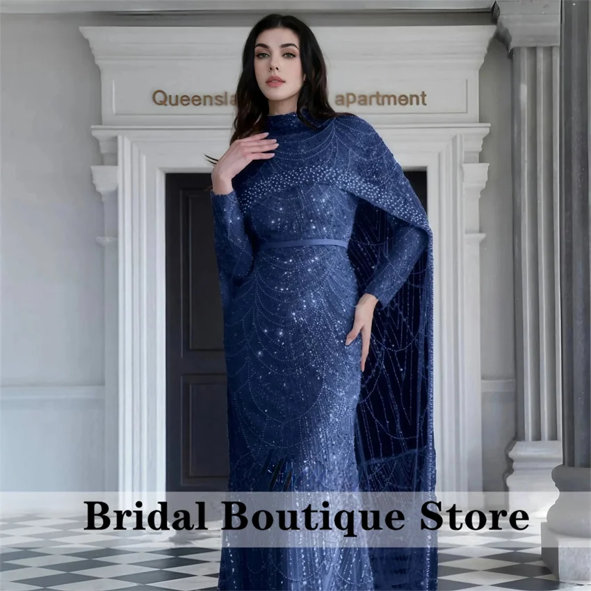 Navy Evening Dresses With Cape Bead Crystals Gems Wedding Party Dress For Special Occasions Prom Gown Customized
Navy Evening Dresses With Cape Bead Crystals Gems Wedding Party Dress For Special Occasions Prom Gown Customized