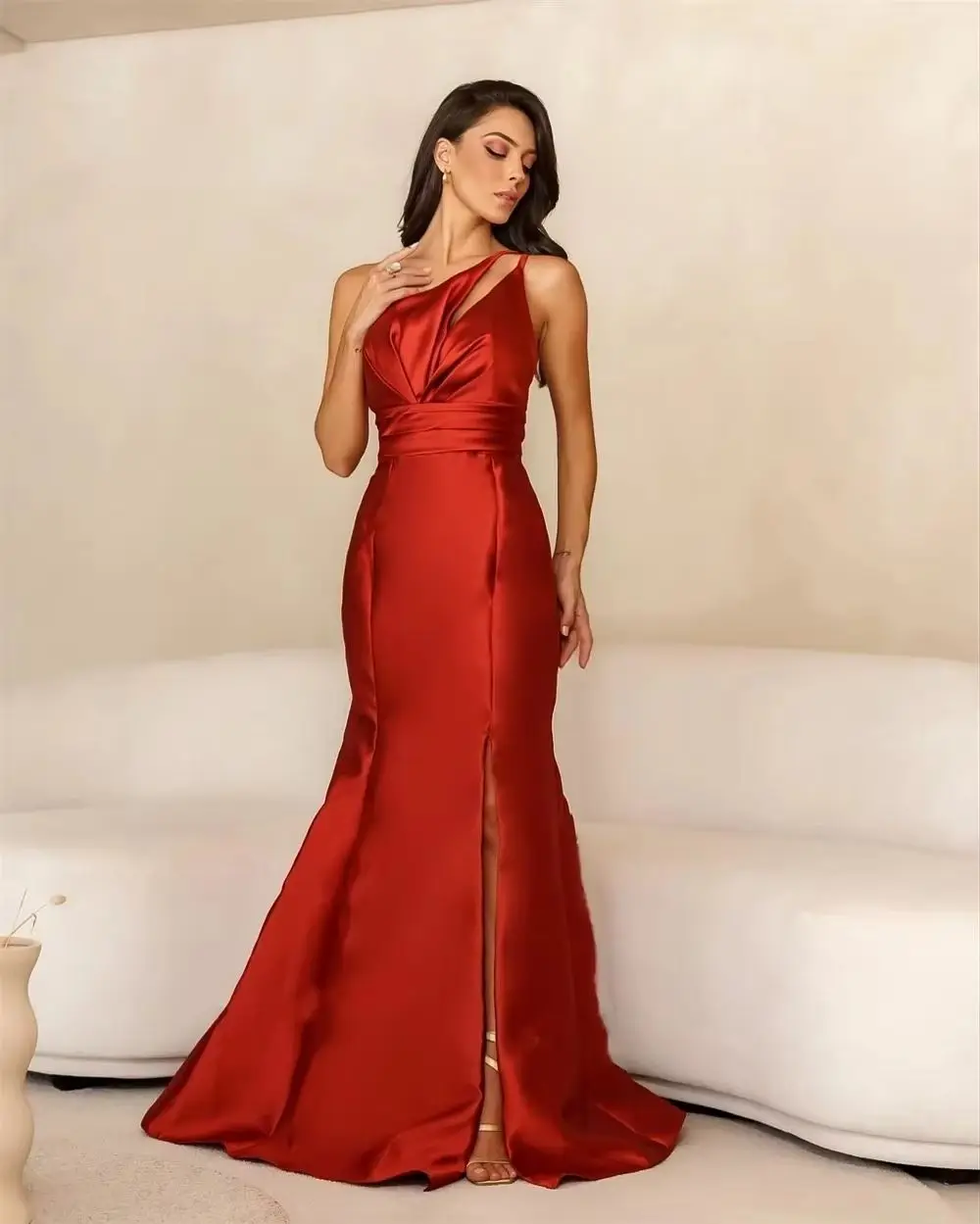 Evening Satin Draped Pleat Celebrity A-line One-shoulder Bespoke Occasion Gown Long Dresses Saudi Arabia Prom Dress
Evening Satin Draped Pleat Celebrity A-line One-shoulder Bespoke Occasion Gown Long Dresses Saudi Arabia Prom Dress