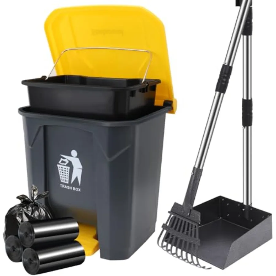 Outdoor Dog Pooper Scooper with 20L Large Trash Can Stainless Steel Tray Rake 37in Long Handle Includes 90 Waste Bags Black
Outdoor Dog Pooper Scooper with 20L Large Trash Can Stainless Steel Tray Rake 37in Long Handle Includes 90 Waste Bags Black