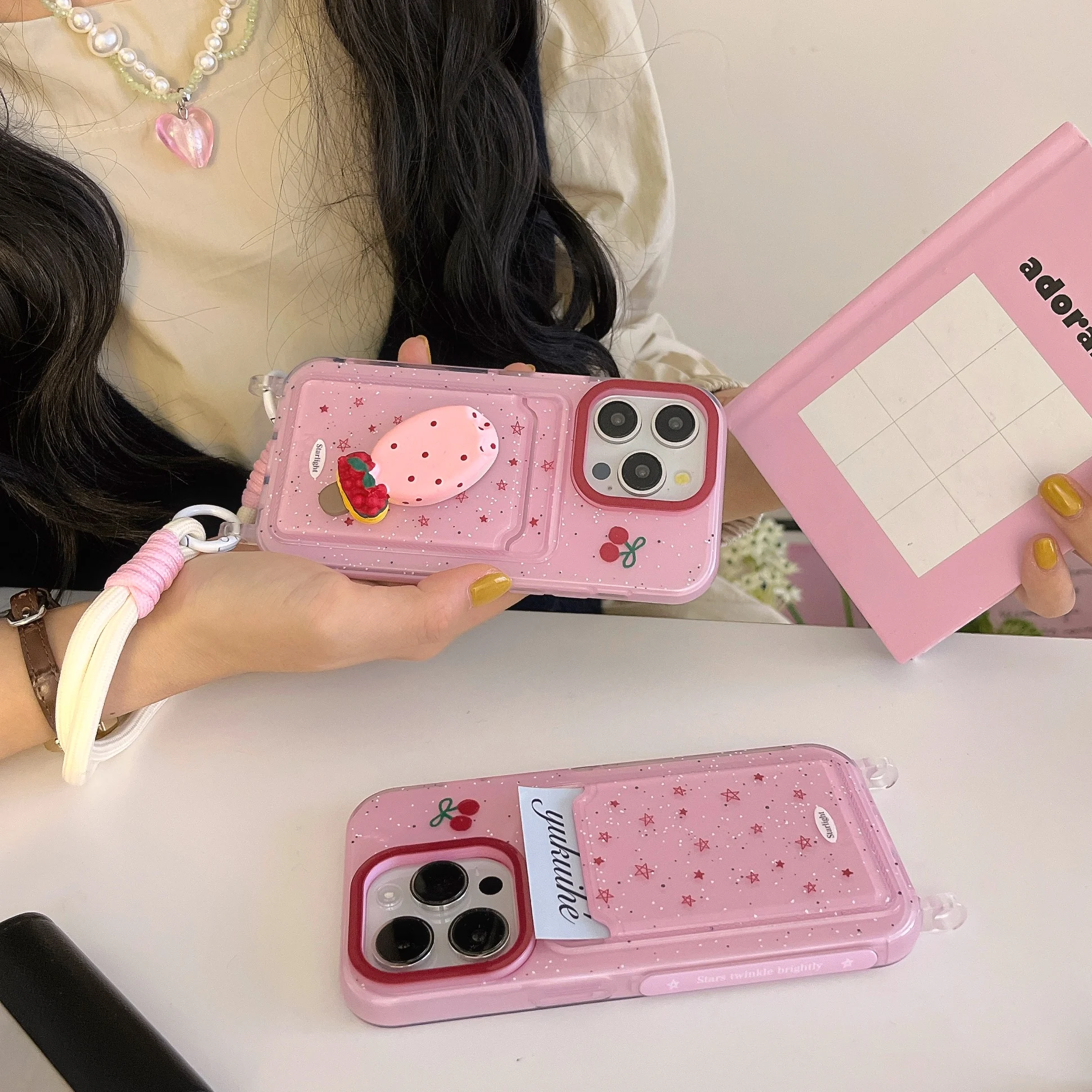 INS Phone Case For Iphone 15 14 13 12 Pro Max Cherry Ice Cream with Card Bags Pink Splattered Ink Full Coverage Phone Cover
INS Phone Case For Iphone 15 14 13 12 Pro Max Cherry Ice Cream with Card Bags Pink Splattered Ink Full Coverage Phone Cover
