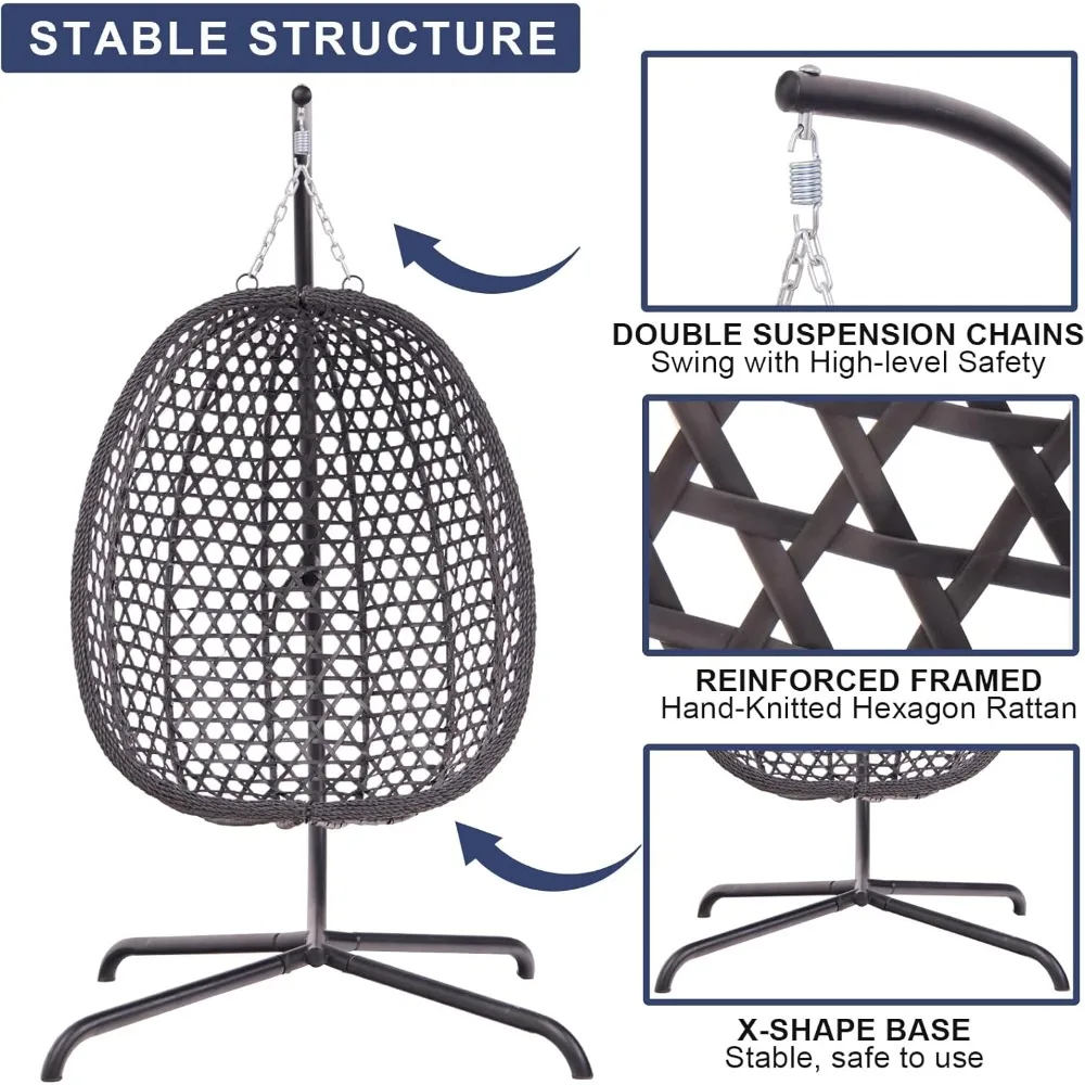 Indoor Hanging Egg Chair with Stand – Rattan Wicker Swing Hammock for Bedroom, Patio, Porch & Garden, Indoor/Outdoor Use 
Indoor Hanging Egg Chair with Stand – Rattan Wicker Swing Hammock for Bedroom, Patio, Porch & Garden, Indoor/Outdoor Use