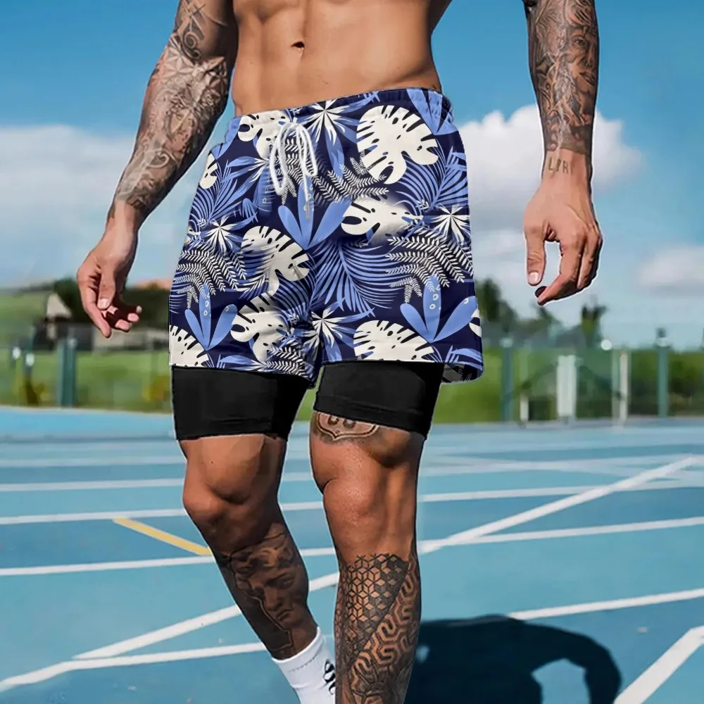 Men's Quick-dry Palm Leaf Double-layered Sports Shorts Breathable Fitness Shorts with Inner Liner for Running Summer Beachwear
Men's Quick-dry Palm Leaf Double-layered Sports Shorts Breathable Fitness Shorts with Inner Liner for Running Summer Beachwear