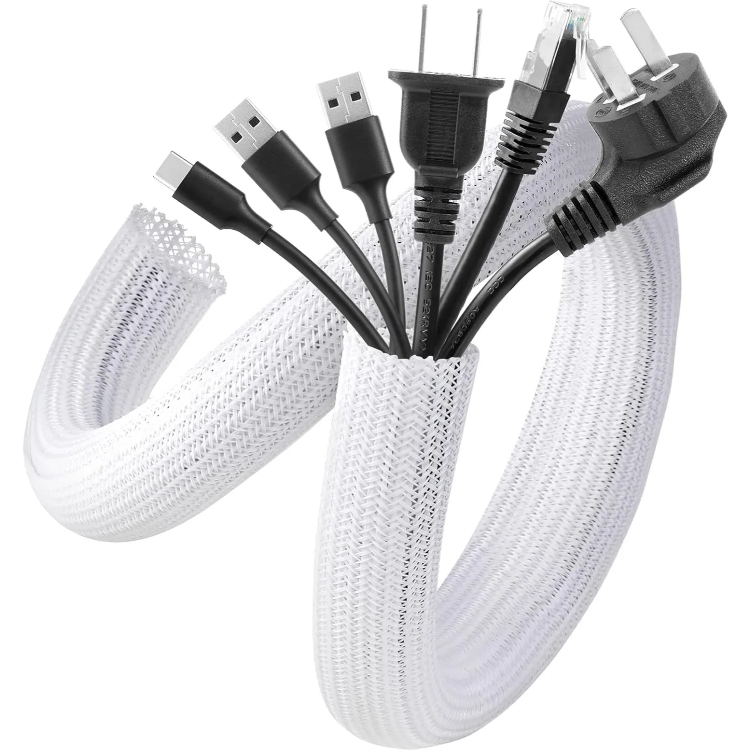 White Cable Sleeve 2 Pack 5ft Cord Cover Organizer Wire Hider for Desk Computer TV Pet Proof Cord Protector from Cat Dog Chewing
White Cable Sleeve 2 Pack 5ft Cord Cover Organizer Wire Hider for Desk Computer TV Pet Proof Cord Protector from Cat Dog Chewing