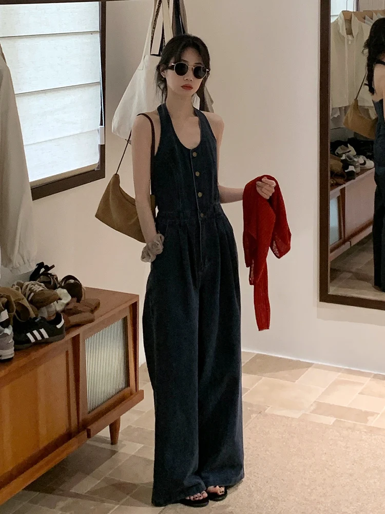 Retro Hong Kong Sle Slimming Neline Denim Overalls Women's High Waist Wide Leg Pants Korean Sle Summer New Arrival
Retro Hong Kong Sle Slimming Neline Denim Overalls Women's High Waist Wide Leg Pants Korean Sle Summer New Arrival