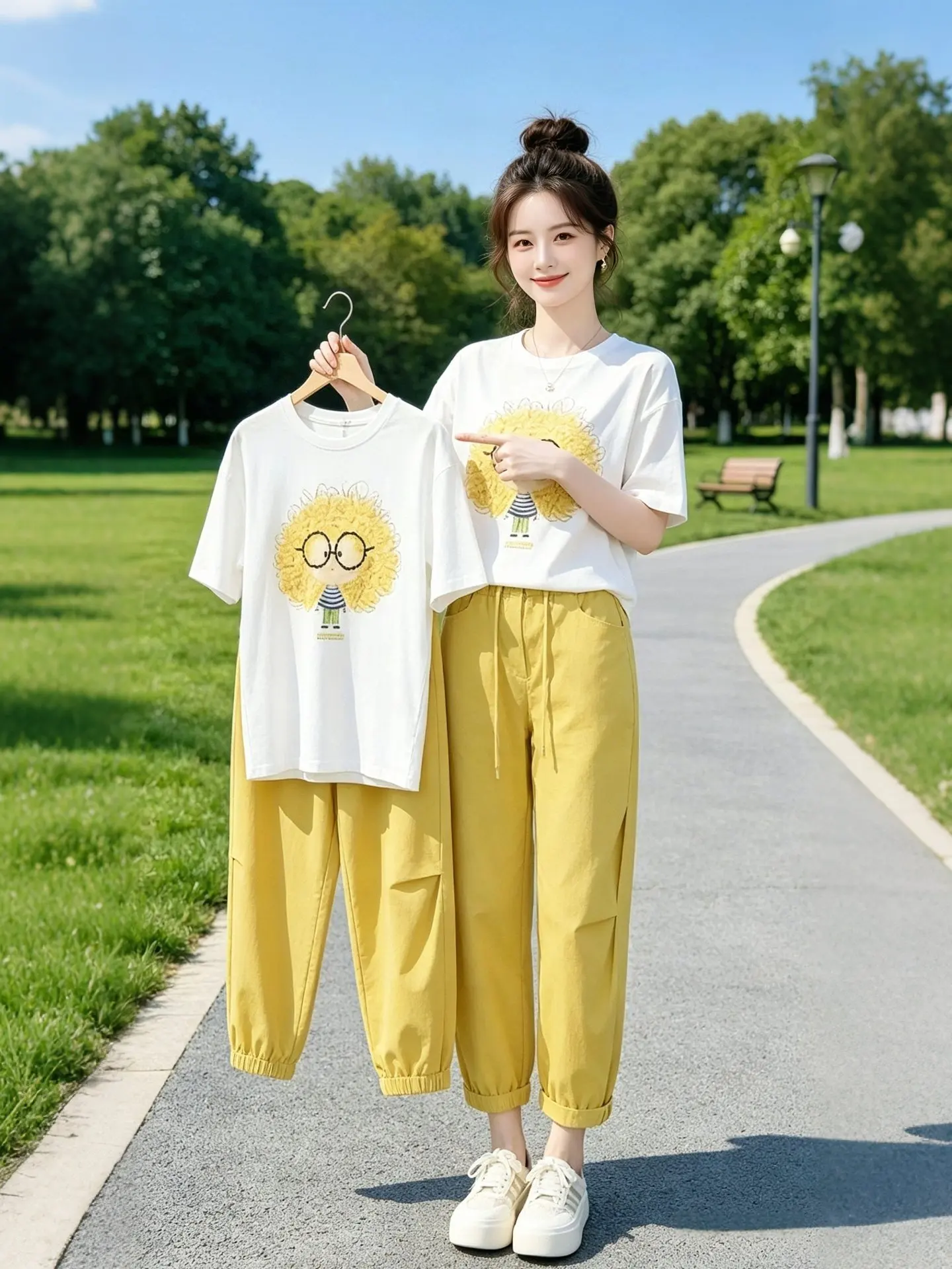 Fashionable Casual Loose Short Sleeve T-Shirt And Pants Set for Women Breathable Comfortable Summer Outfit High Waist Trousers
Fashionable Casual Loose Short Sleeve T-Shirt And Pants Set for Women Breathable Comfortable Summer Outfit High Waist Trousers