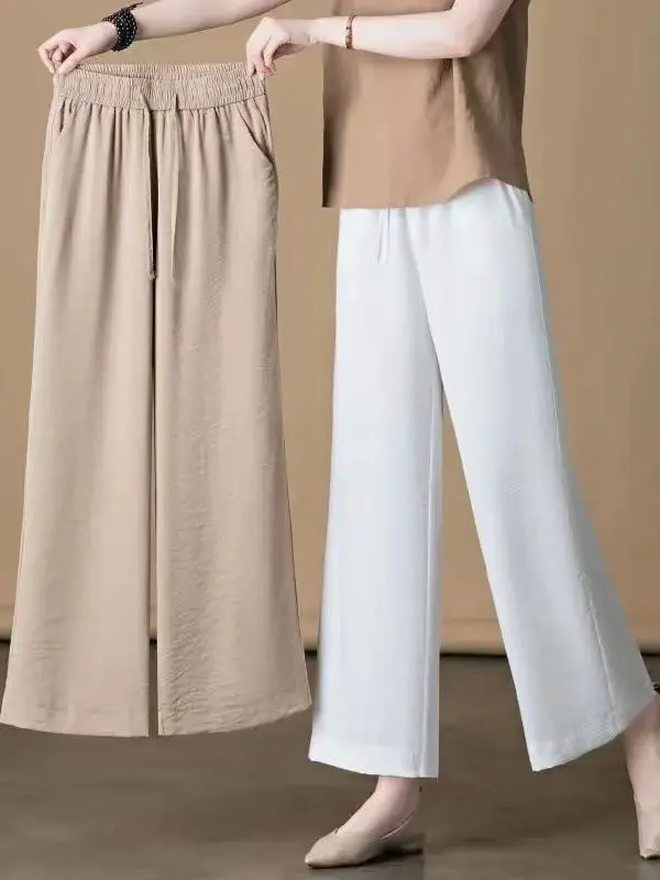 Summer Thin Ice Silk Cotton Linen Wide Leg Pants Women High Waist Straight Cut Nine Point Drapey Pants for plus Size Women
Summer Thin Ice Silk Cotton Linen Wide Leg Pants Women High Waist Straight Cut Nine Point Drapey Pants for plus Size Women