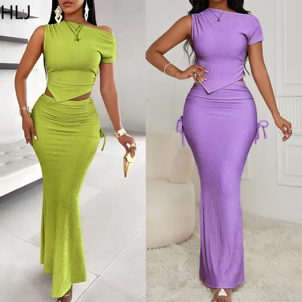 HLJ Sexy Off Shoulder Asymmetrical Ribbed Crop Top & High Waist Side Ruched Mermaid Skirt Two Piece Set Women Casual Outfits New
HLJ Sexy Off Shoulder Asymmetrical Ribbed Crop Top & High Waist Side Ruched Mermaid Skirt Two Piece Set Women Casual Outfits New