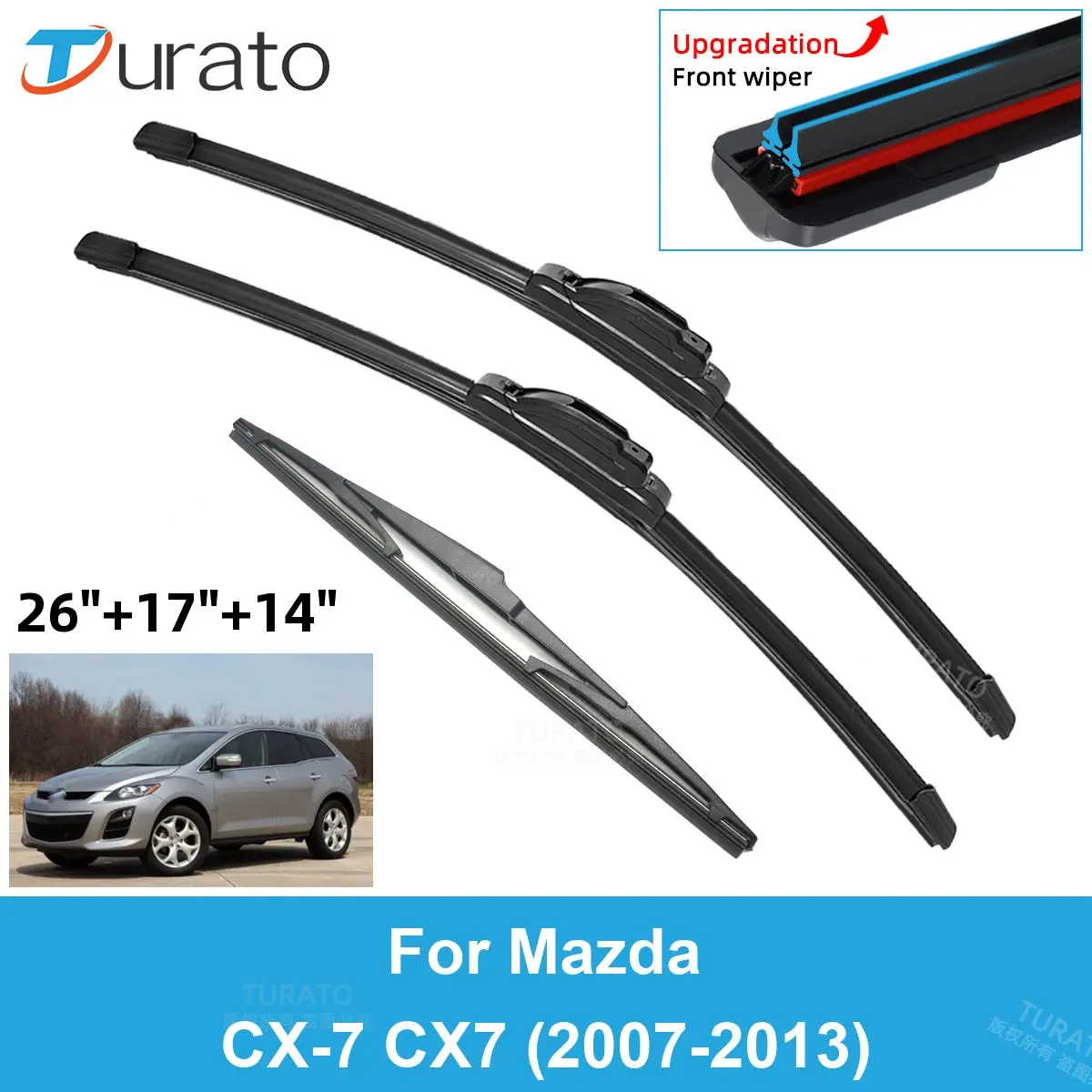 3PCS Car Wiper Blades for 2007-2013 Mazda CX-7 CX7 Rear Windshield Wipers Double Rubber Car Accessories 2009 2010 2011 2012 2013
3PCS Car Wiper Blades for 2007-2013 Mazda CX-7 CX7 Rear Windshield Wipers Double Rubber Car Accessories 2009 2010 2011 2012 2013