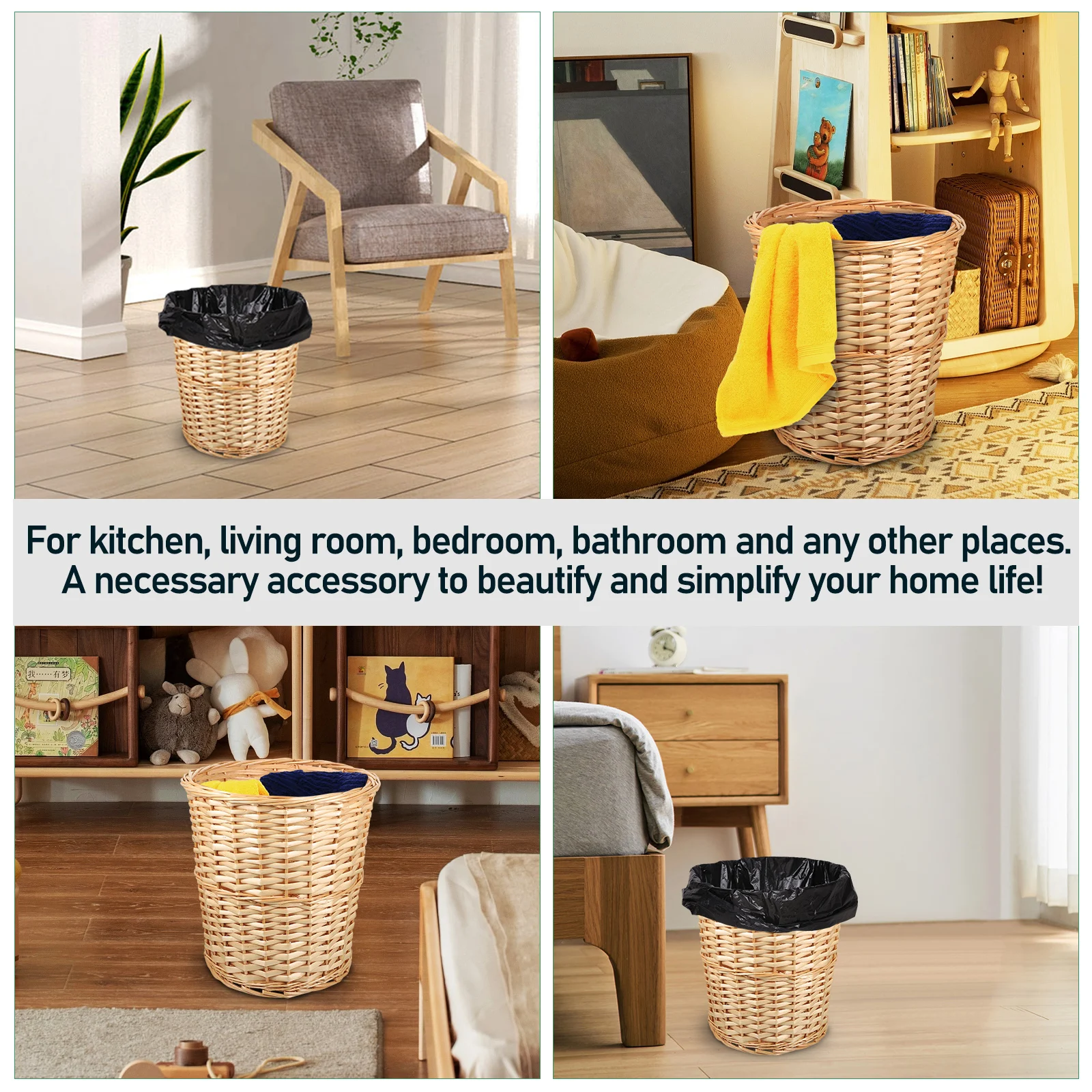Rattan Trash Can Bins Wastebasket Retro Decor Bathroom Wicker Baskets Household
Rattan Trash Can Bins Wastebasket Retro Decor Bathroom Wicker Baskets Household