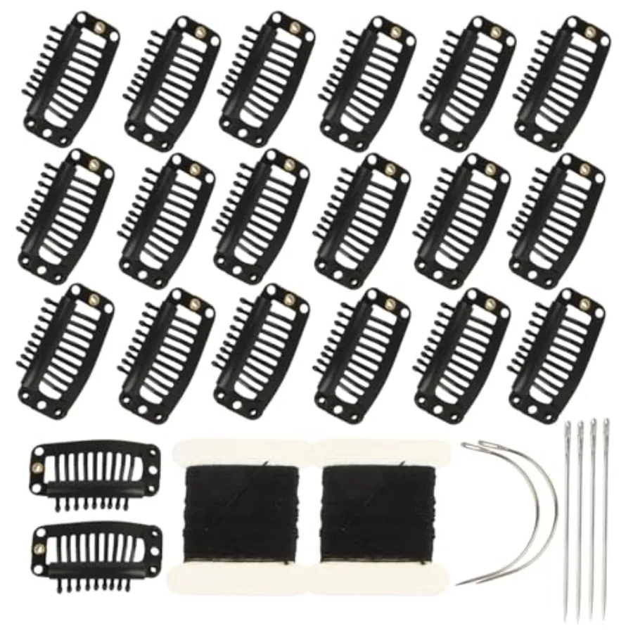 20 Pieces Hair Extension Clips, Black Stainless Steel Wig Clip For Wigs, For Hair Bangs, For Toppers and Toupees, Includes Need
20 Pieces Hair Extension Clips, Black Stainless Steel Wig Clip For Wigs, For Hair Bangs, For Toppers and Toupees, Includes Need